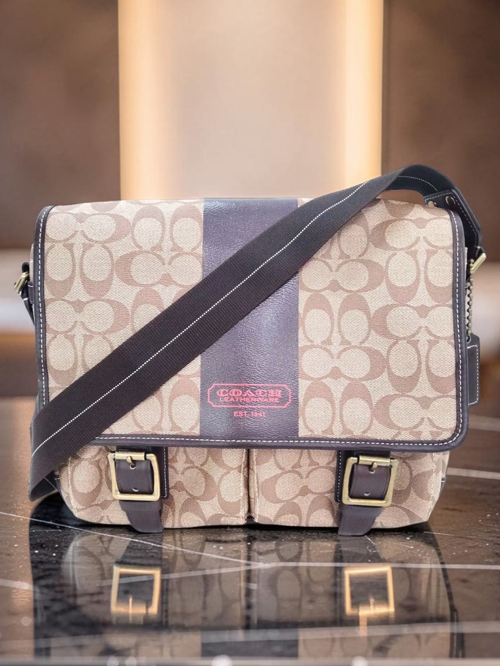 COACH 2010 Heritage Stripe Signature Large Crossbody/Shoulder Bag 😍🔥